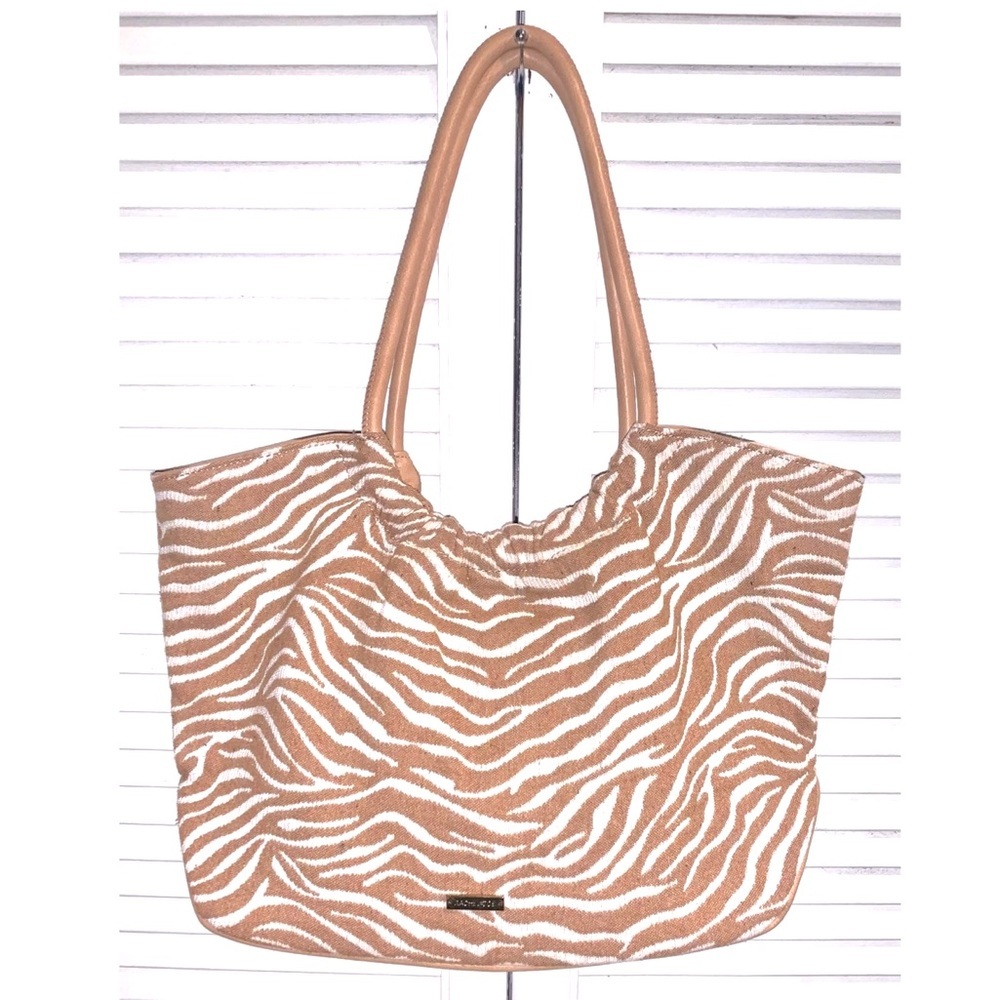 Rachel Zoe Zebra Print Tan Hobo Bag Leather Trim